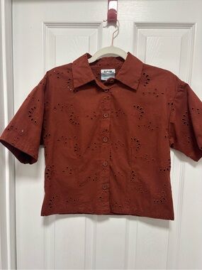 Future Collective Eyelet Button-Front shirt